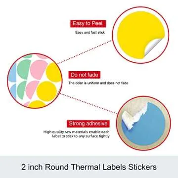Misofuki 2" 750 Labels Green Circle Direct Thermal Stickers Labels Roll Compatible with Zebra, Rollo, MUNBYN, Self-Adhesive Round Direct Thermal Labels