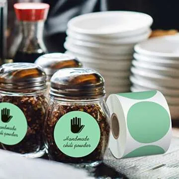 Misofuki 2" 750 Labels Green Circle Direct Thermal Stickers Labels Roll Compatible with Zebra, Rollo, MUNBYN, Self-Adhesive Round Direct Thermal Labels