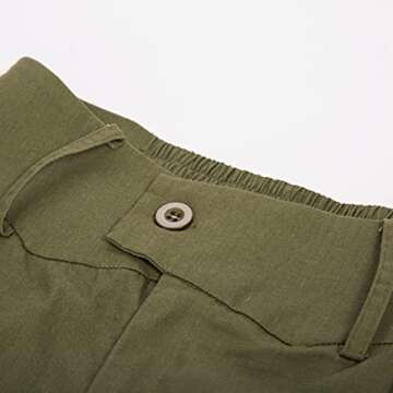 Belle Poque Women Fashion Casual High Waist Loose Cotton Shorts Army Green Linen Shorts XL