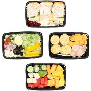 50 Pack - SimpleHouseware 1 Compartment Reusable Food Grade Meal Prep Storage Container Lunch Boxes, 28 Ounces