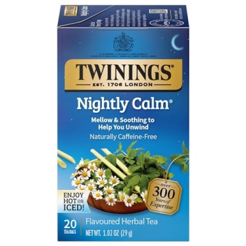 Twinings Nightly Calm Herbal Tea - Individually Wrapped Bags, 20 Count Pack of 6 for Relaxation and ...