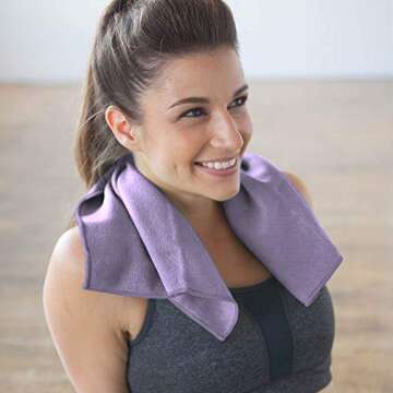 Shandali Hot Yoga GoSweat Microfiber Hand Towel in Super Absorbent Premium Violet Suede for Bikram, ...