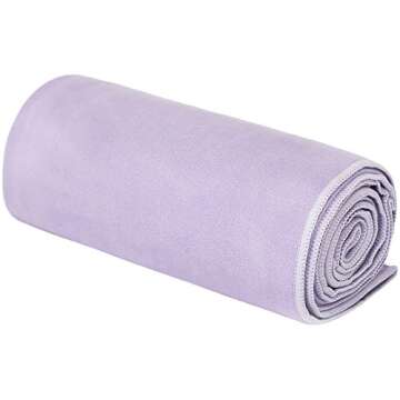 Shandali Hot Yoga GoSweat Microfiber Hand Towel in Super Absorbent Premium Violet Suede for Bikram, Pilates, Gym, and Outdoor Sports. 16 x 26.5 inches.