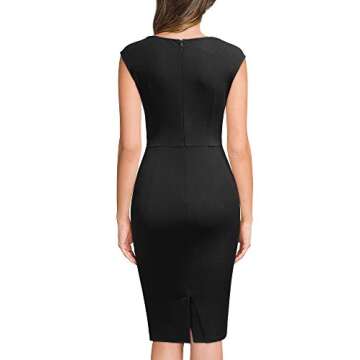 Miusol Women's Retro Ruffle Style Slim Work Pencil Dress Black