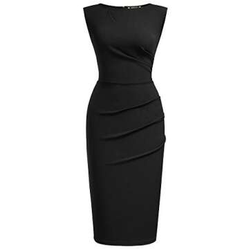 Miusol Women's Retro Ruffle Style Slim Work Pencil Dress Black