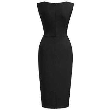 Miusol Women's Retro Ruffle Style Slim Work Pencil Dress Black