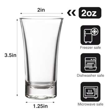 Ruckae 12 Pack 2 OZ Shot Glasses Set Clear Shot Glasses Bulk with Heavy Base Bar Cone Glass Shot Cup...
