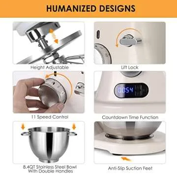 ZACME 8.4QT Commercial Stand Mixer 800W Power and NSF Certified