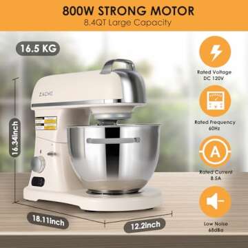 ZACME 8.4QT Commercial Stand Mixer 800W Power and NSF Certified