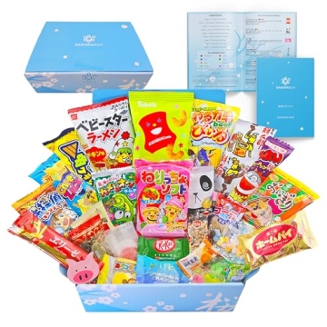 Sakura Box Japanese Snacks & Candy 30 Piece Dagashi Set Gift - Unique Treats!