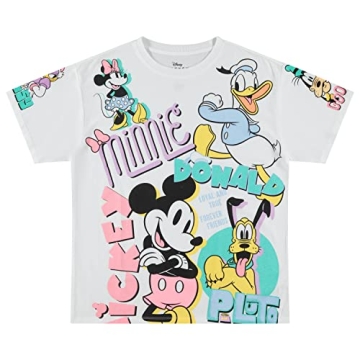 Disney Ladies Mickey Mouse Fashion Shirt Mickey Mouse Multi Print Tee - Mickey Mouse Allover Tee (Wh...