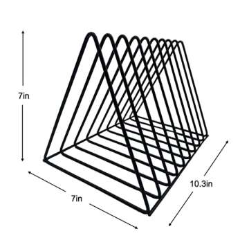 Vinyl Record Storage Holder Stand - Premium Triangle Metal Wire Magazine Rack and Book Holder holds ...