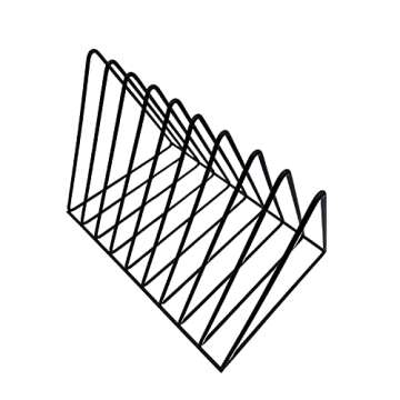 Vinyl Record Storage Holder Stand - Premium Triangle Metal Wire Magazine Rack and Book Holder holds up to 33 Lp Album Records, Functional and Contemporary Vinyl Record Rack Organizer (Black)