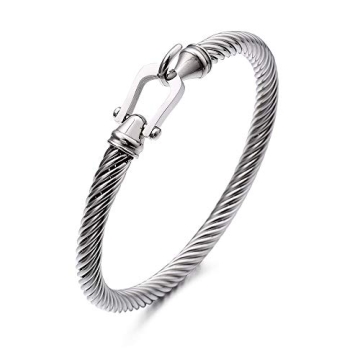 COLORFUL BLING Unisex Stainless Steel Cable Wire Bracelets Charm Bangle Bracelet Best Friend Sister ...