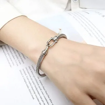 Stylish Unisex Stainless Steel Cable Wire Bracelet