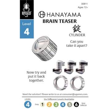 BePuzzled | Cylinder Hanayama Metal Brainteaser Puzzle Mensa Rated Level 4, for Ages 12 and Up
