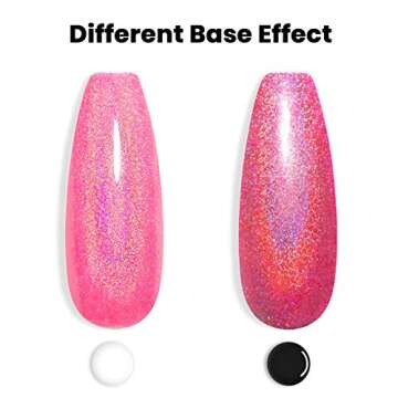 RARJSM Holographic Nail Polish Neon Hot Pink Gel 7.5ML Gorgeous Glossy Hologram Curing Required Art Manicure Salon DIY at Home