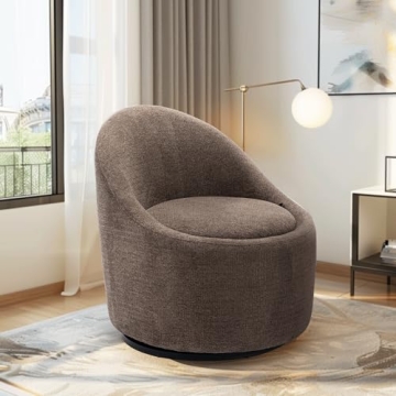 COLAMY 360° Swivel Accent Chair, Upholstered Chenille Fabric Leisure Modern Armchair with Hidden St...