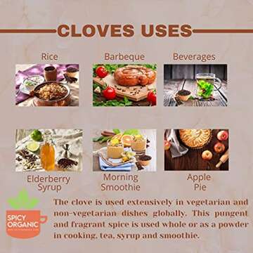 SPICY ORGANIC Cloves Whole - 100% Pure USDA Organic - Non-GMO, Keto Friendly, Non-Irradiated Fresh Clove Seed Spice - 16 OZ