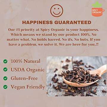 SPICY ORGANIC Cloves Whole - 100% Pure USDA Organic - Non-GMO, Keto Friendly, Non-Irradiated Fresh Clove Seed Spice - 16 OZ