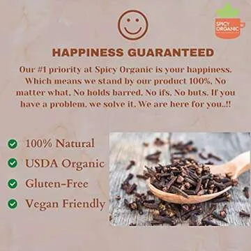 SPICY ORGANIC Cloves Whole - 100% Pure USDA Organic - Non-GMO, Keto Friendly, Non-Irradiated Fresh Clove Seed Spice - 16 OZ