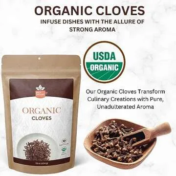 SPICY ORGANIC Cloves Whole - 100% Pure USDA Organic - Non-GMO, Keto Friendly, Non-Irradiated Fresh Clove Seed Spice - 16 OZ