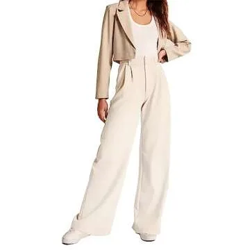 KUNMI Women's Wide Leg Pants for Business & Casual Wear