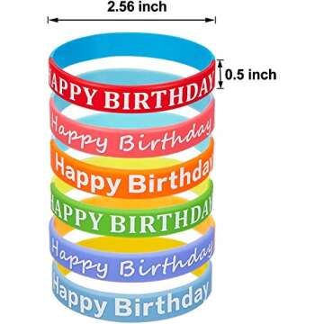 BBTO 48 Colorful Rubber Bracelets for Birthday Celebrations