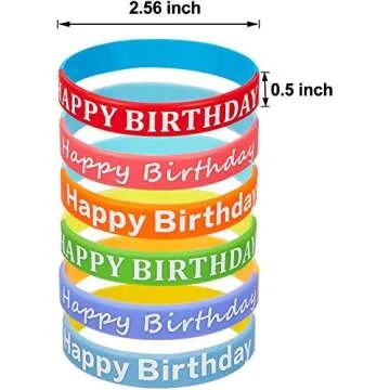 BBTO 48 Colorful Rubber Bracelets for Birthday Celebrations