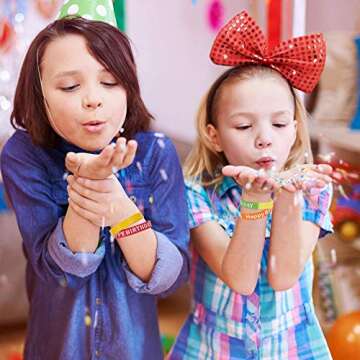 BBTO 48 Colorful Rubber Bracelets for Birthday Celebrations