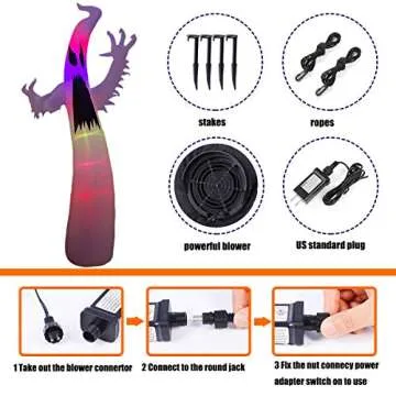 SEASONBLOW 12 Ft Inflatable Portable Halloween Terrible Ghost for Lawn Yard Garden Indoors and Outdoors Holiday Decoration