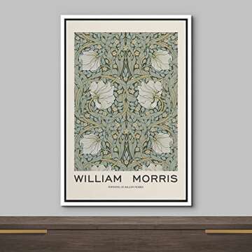 wall26 Framed Canvas Print Wall Art Pimpernel Flowers by William Morris Historic Cultural Illustrations Fine Art Traditional Scenic Colorful for Living Room, Bedroom, Office - 16"x24" White
