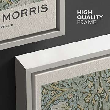 wall26 Framed Canvas Print Wall Art Pimpernel Flowers by William Morris Historic Cultural Illustrations Fine Art Traditional Scenic Colorful for Living Room, Bedroom, Office - 16"x24" White