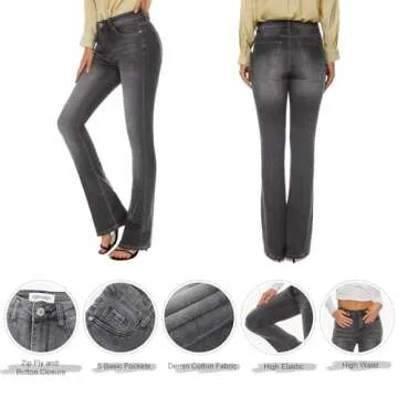 VIPONES Bell Bottom Jeans for Women - High Waisted Flare Jean Luxurious 90S Stretch Denim Pants