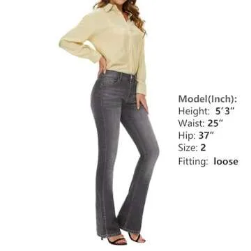 VIPONES Women's Flare Bell Bottom Jeans - High Waisted Denim