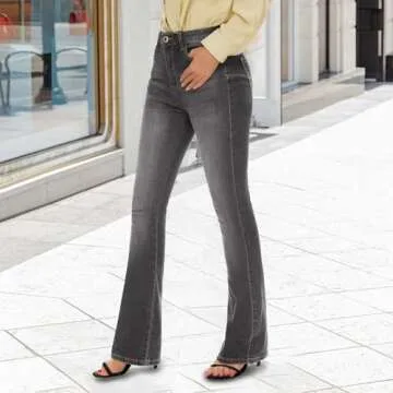 VIPONES Women's Flare Bell Bottom Jeans - High Waisted Denim