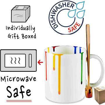 Colorful Artist Mug with Rose Gold Spoon for Her