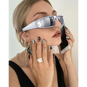 GUVIVI Futuristic Rectangle Sunglasses with UV400 Protection