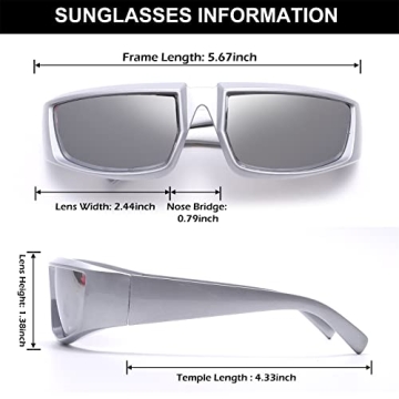 GUVIVI Futuristic Rectangle Sunglasses with UV400 Protection