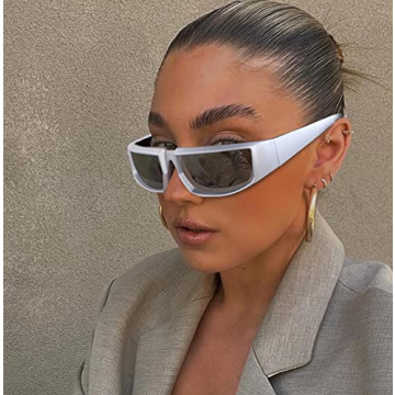 GUVIVI Futuristic Rectangle Sunglasses with UV400 Protection