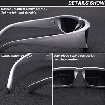 GUVIVI Futuristic Rectangle Sunglasses with UV400 Protection