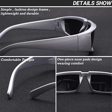 GUVIVI Futuristic Rectangle Sunglasses with UV400 Protection