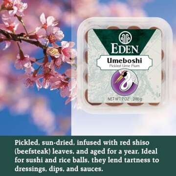 Eden Umeboshi Plum, Japanese Pickled Plum, Wakayama Grown, Whole, Traditionally Made in Japan, No MSG, No Chemical Additives, 7.05 oz