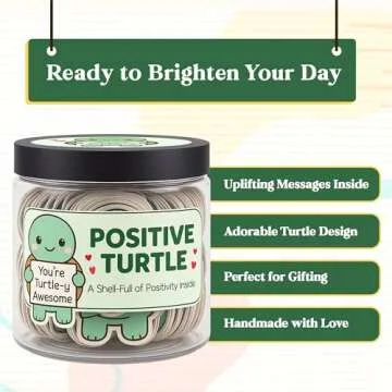 60 Positive Turtle Cards Jar with NFC Keychain - Uplifting Affirmation Gift for All Ages