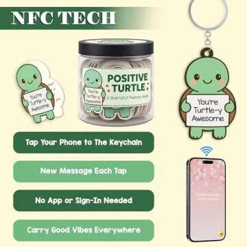 60 Positive Turtle Cards with NFC Keychain - Joyful Gift