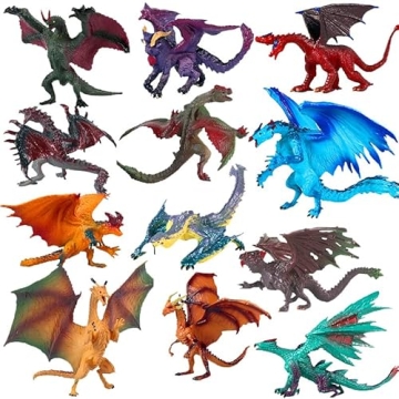 Magic Dragon Figurine Kit - 12 Pcs Hand-Painted Set