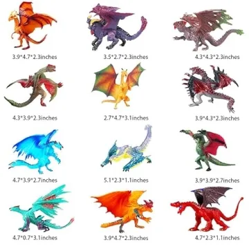 Magic Dragon Figurine Kit - 12 Pcs Hand-Painted Set