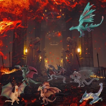 Magic Dragon Figurine Kit - 12 Pcs Hand-Painted Set