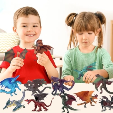 Magic Dragon Figurine Kit - 12 Pcs Hand-Painted Set