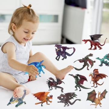 Magic Dragon Figurine Kit - 12 Pcs Hand-Painted Set